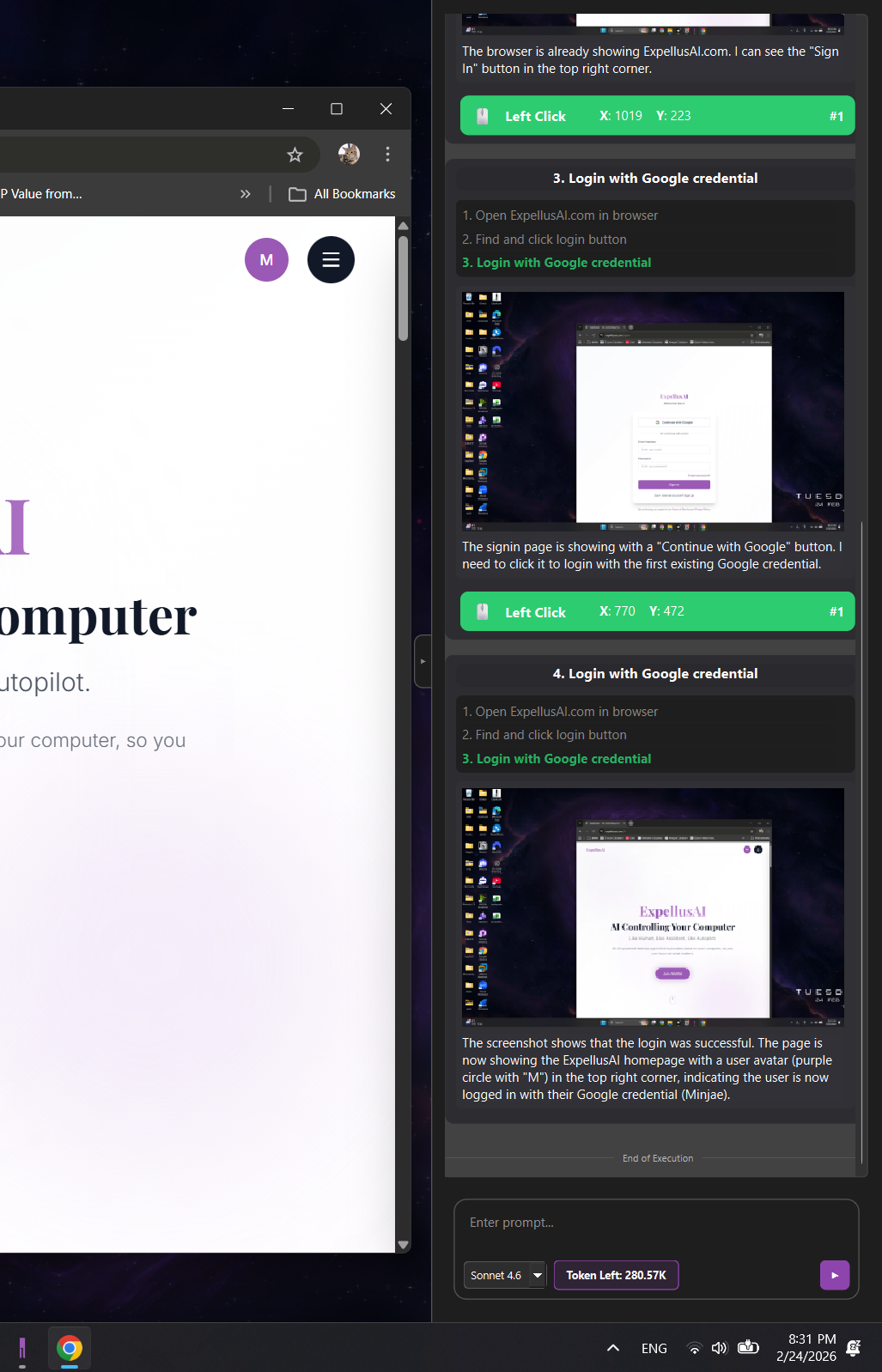 AI Working - Side Panel View